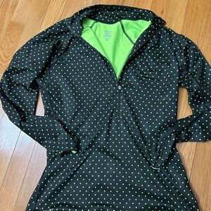 Nike Black and Green Polka Dot Long Sleeve 1/4 zip